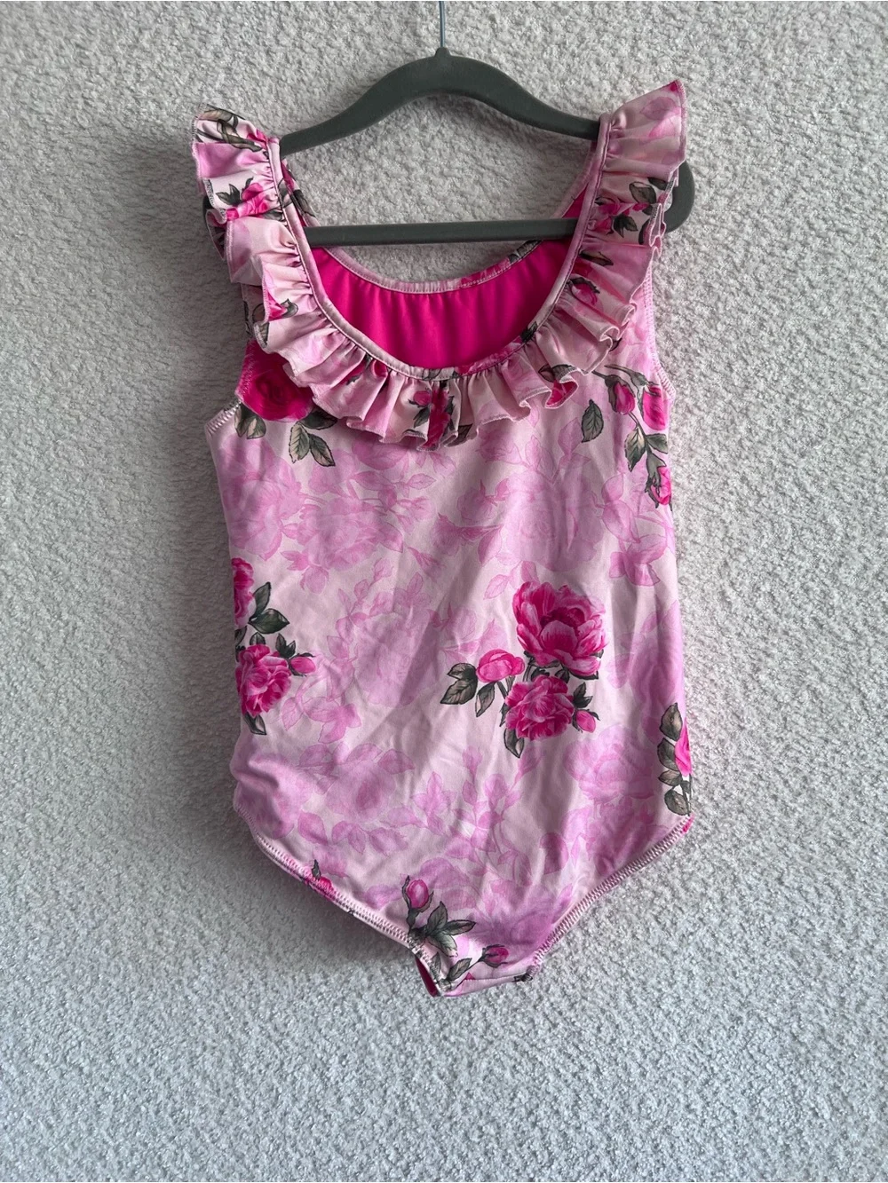 LoveShackFancy One Piece Kids Junip Pink Ivy Ruffle Bathing Swim Suit Size 12